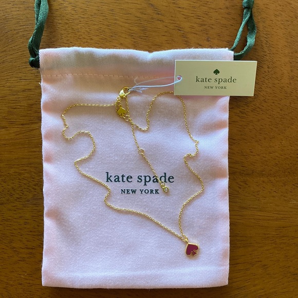 Kate Spade  Enamel Mini Pendant Necklace in Bright Rose - Picture 4 of 6